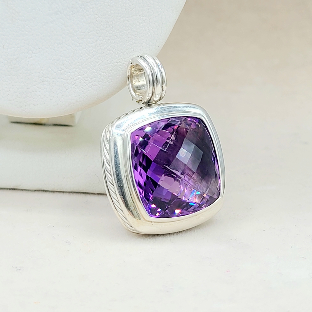 David Yurman Albion 20mm Amethyst Pendant Enhancer  - Picture 4 of 7